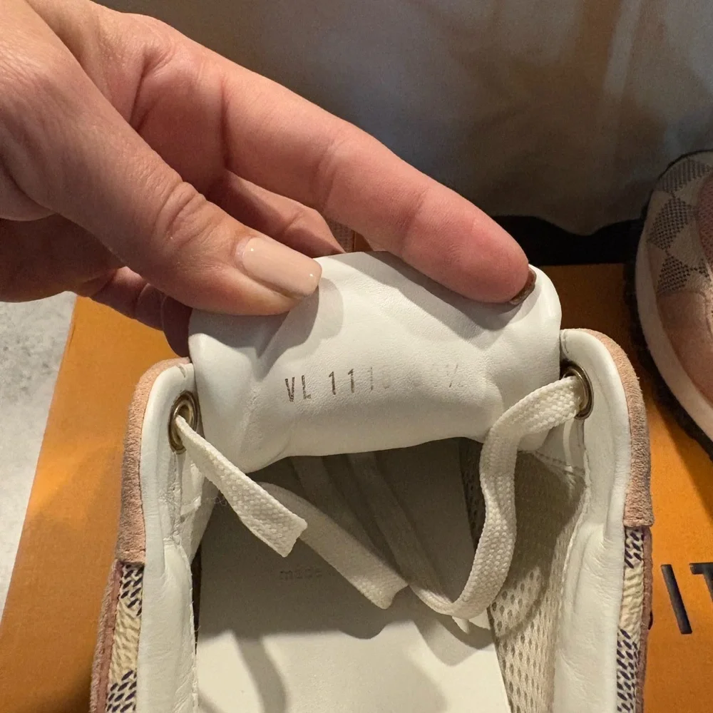 Louis Vuitton Pink and Damier Azur Run Away Sneakers - Picture 4 of 16